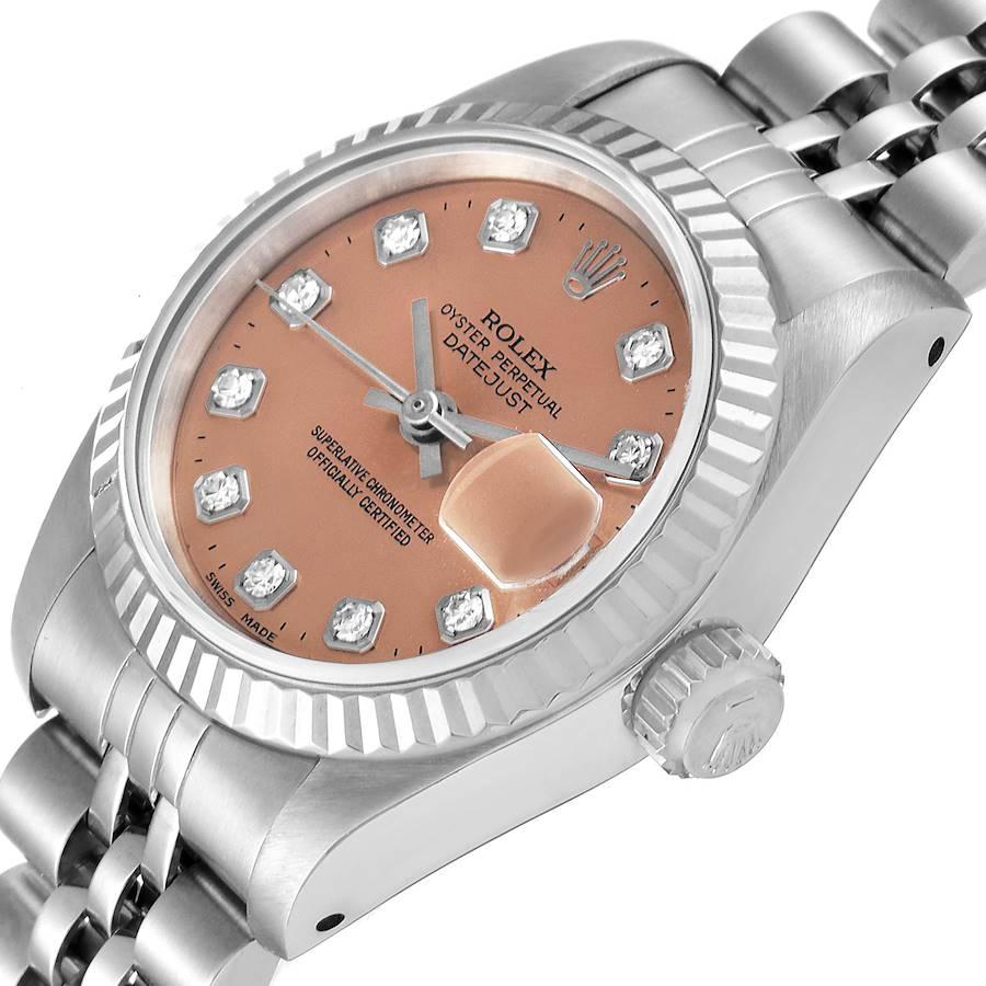 Rolex Datejust Steel White Gold Salmon Diamond Dial Watch 79174 Box Papers 2