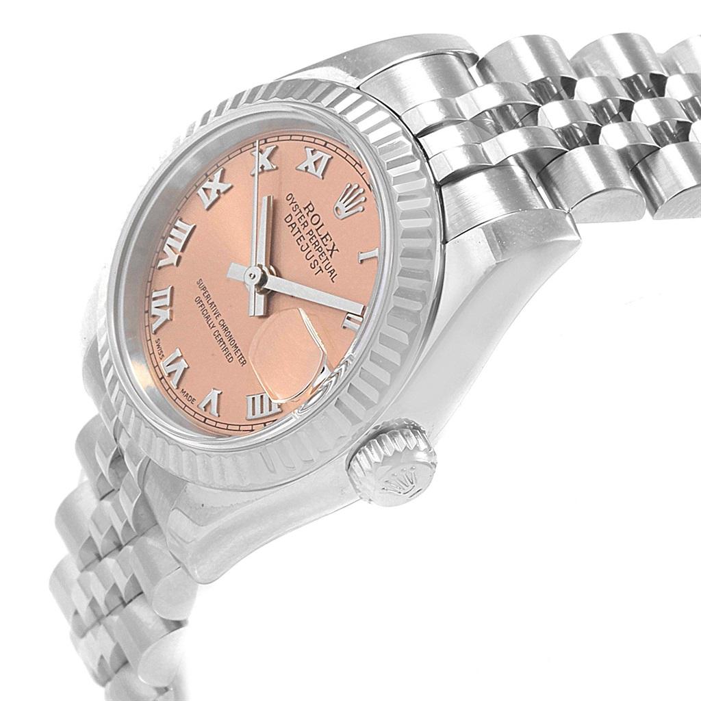 Rolex Datejust Steel White Gold Salmon Roman Dial Ladies Watch 179174 For Sale 2