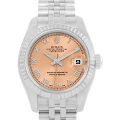 Rolex Datejust Steel White Gold Salmon Roman Dial Ladies Watch 179174