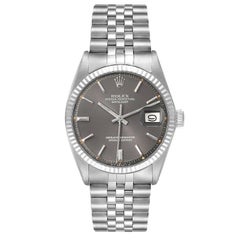 Rolex Datejust Steel White Gold Sigma Grey Ghost Dial Vintage Mens Watch 1601