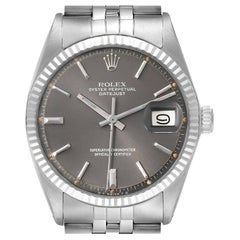 Rolex Datejust Steel White Gold Sigma Grey Ghost Dial Vintage Mens Watch 1601