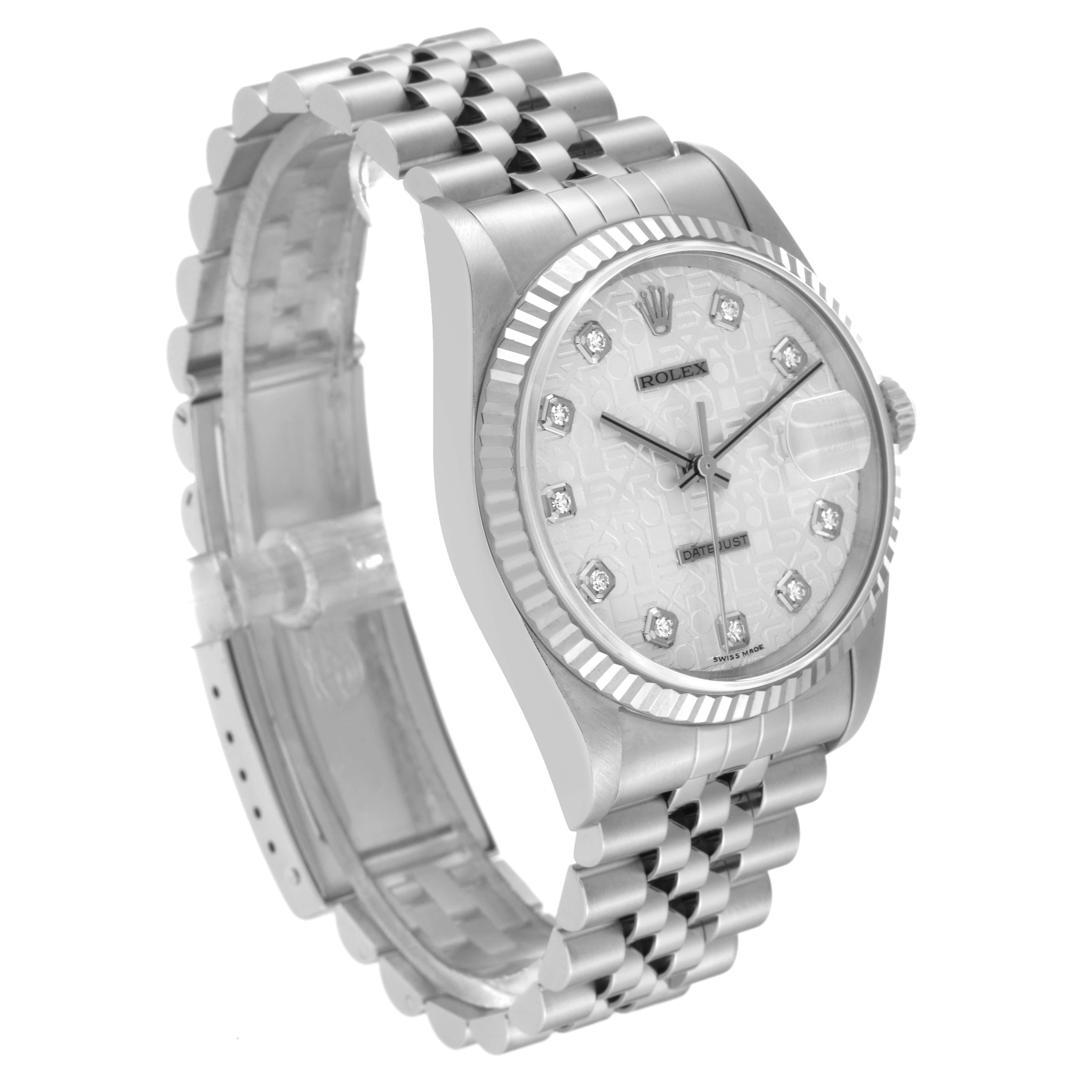 Rolex Datejust Steel White Gold Silver Anniversary Diamond Dial Mens Watch 16234 7