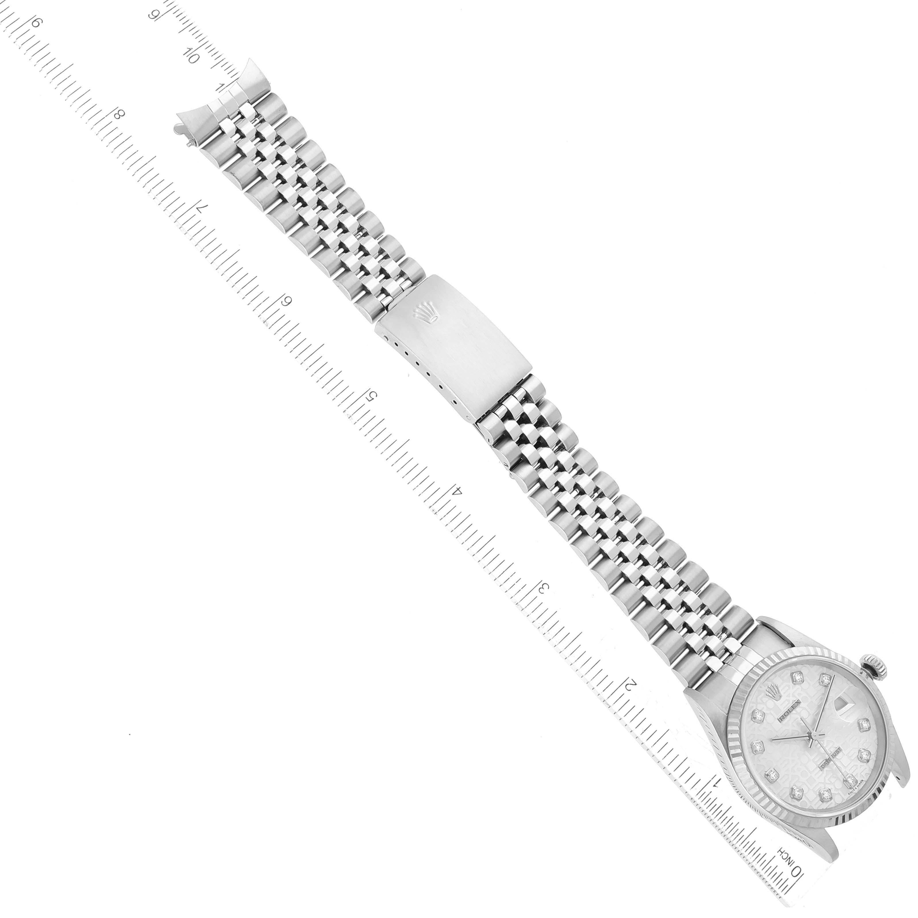 Rolex Datejust Steel White Gold Silver Anniversary Diamond Dial Mens Watch 16234 2