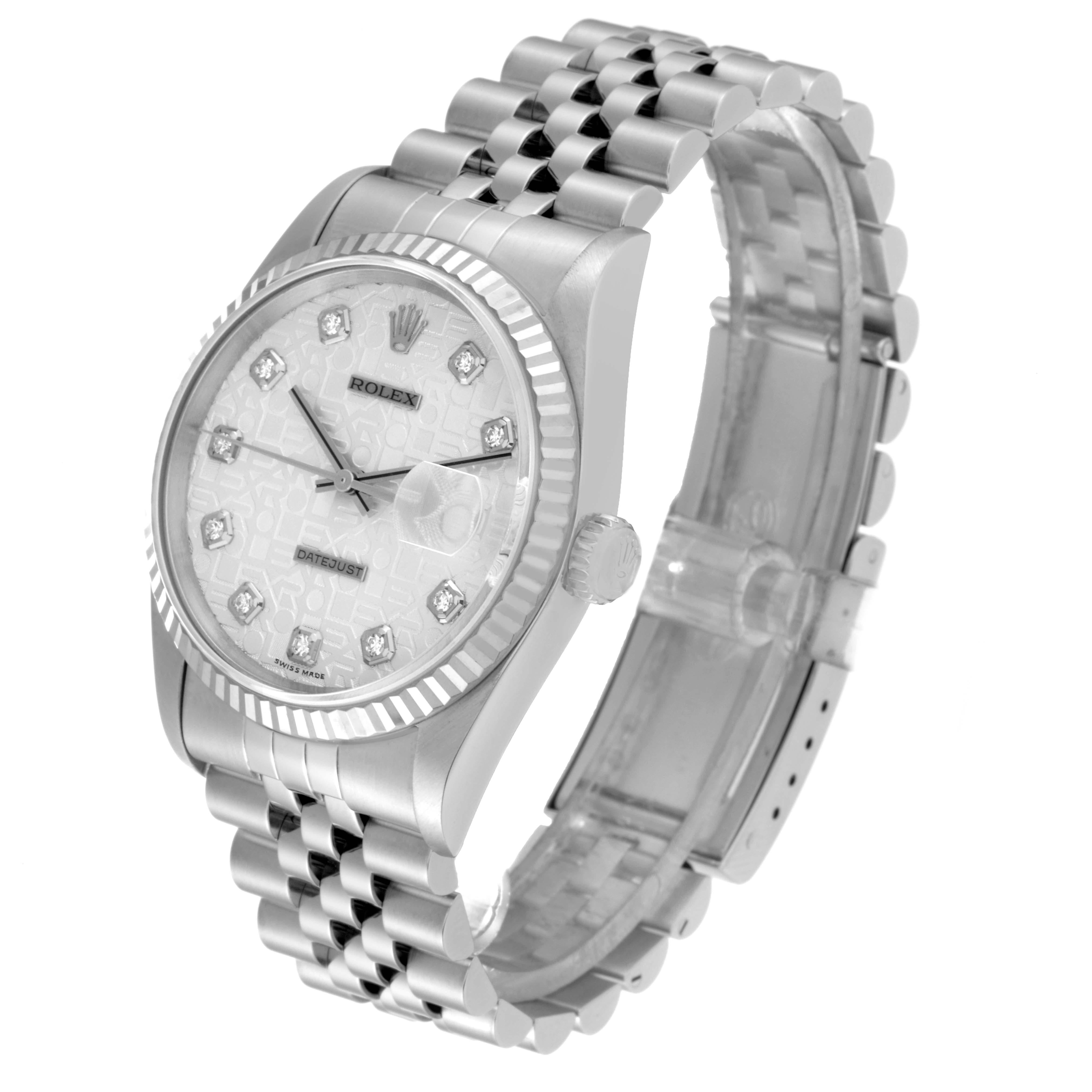 Rolex Datejust Steel White Gold Silver Anniversary Diamond Dial Mens Watch 16234 5