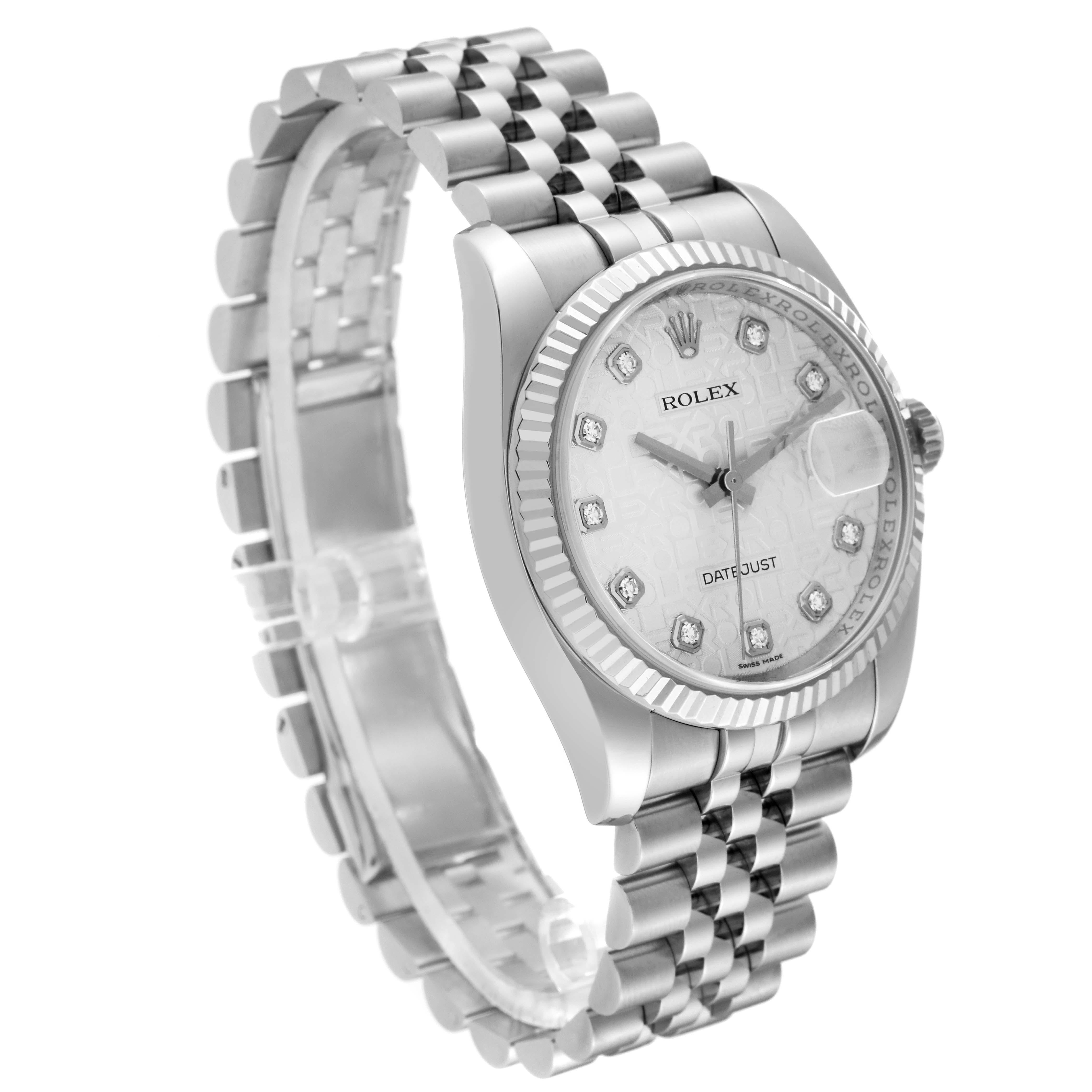 Men's Rolex Datejust Steel White Gold Silver Anniversary Diamond Dial Mens Watch For Sale