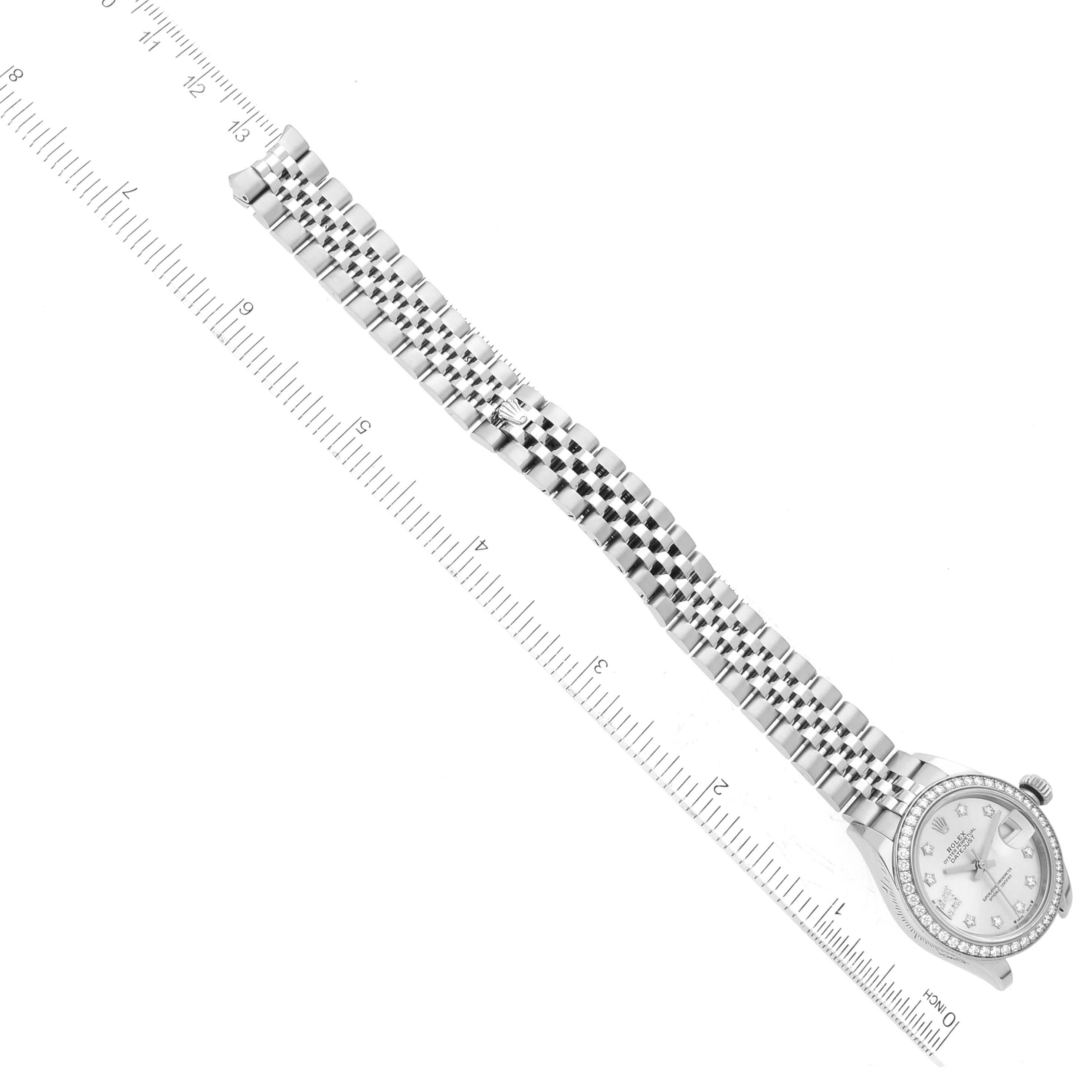 Rolex Montre Datejust en acier, or blanc, cadran argenté et diamants pour femmes 279384 en vente 6