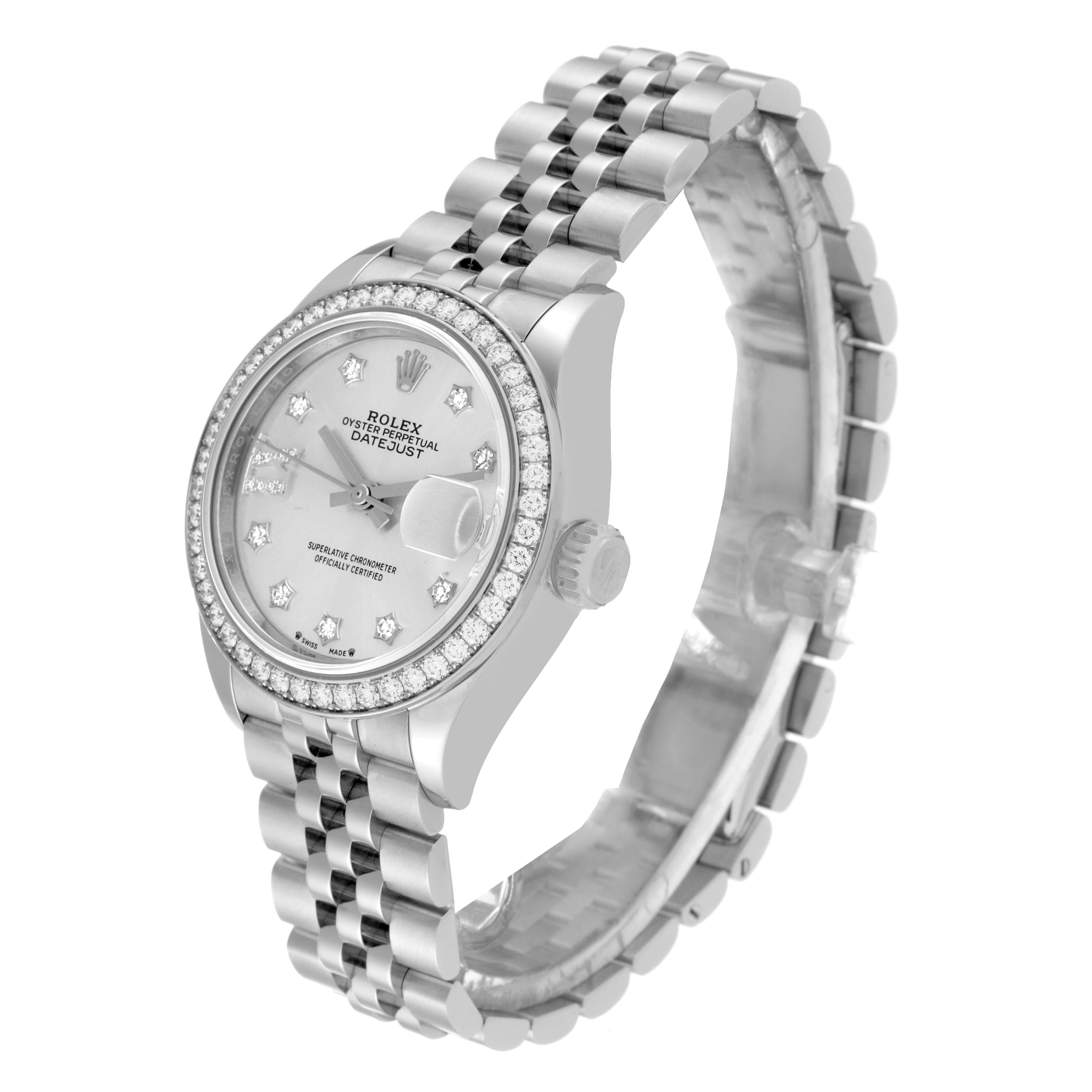 Rolex Montre Datejust en acier, or blanc, cadran argenté et diamants pour femmes 279384 Pour femmes en vente