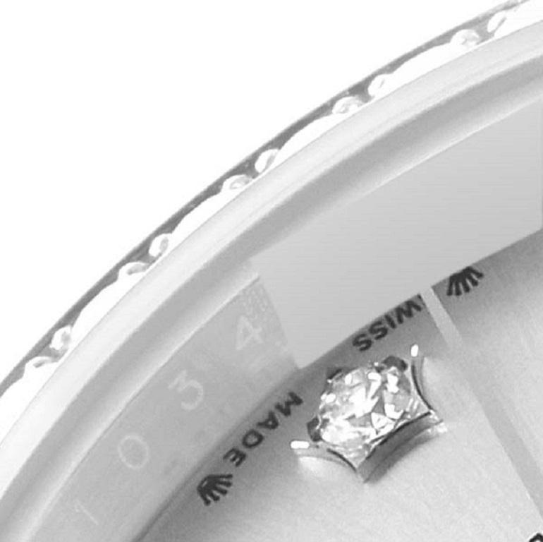Rolex Montre Datejust en acier, or blanc, cadran argenté et diamants pour femmes 279384 en vente 2