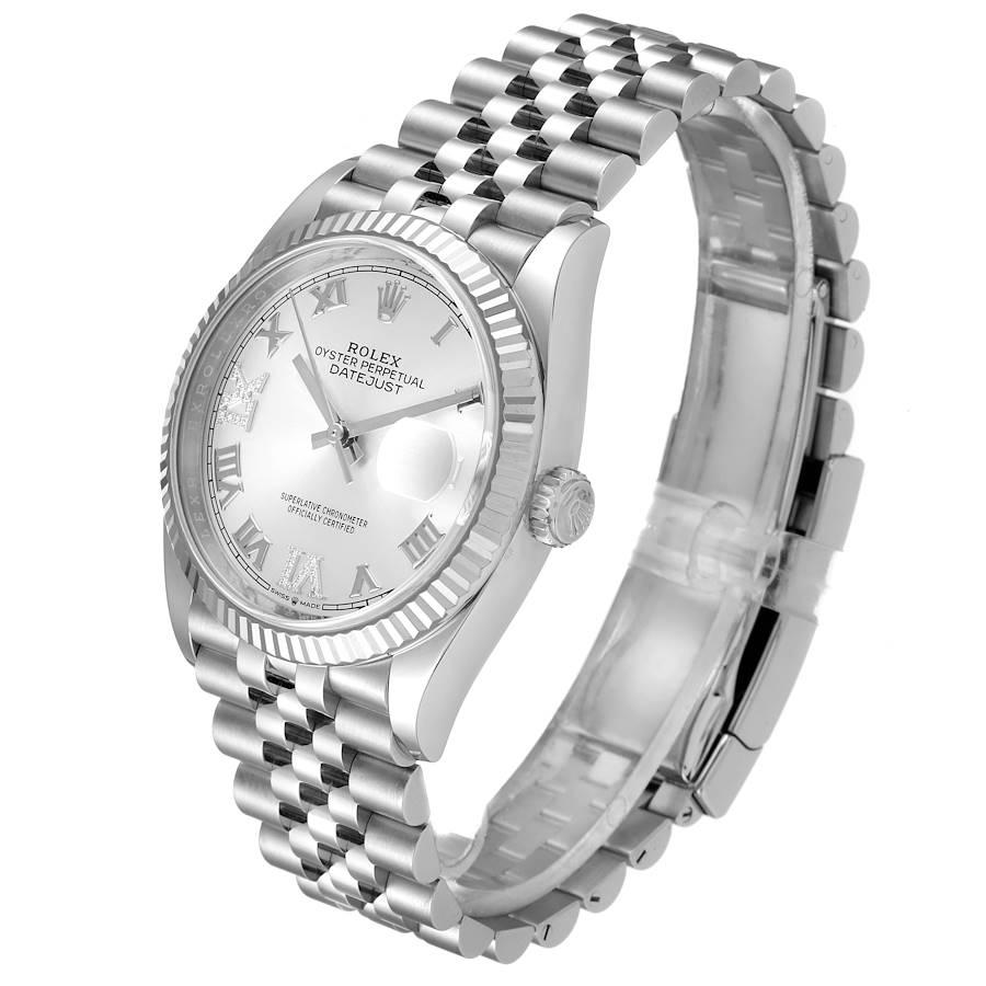 Men's Rolex Datejust Steel White Gold Silver Dial Diamond Watch 126234 Box Card For Sale