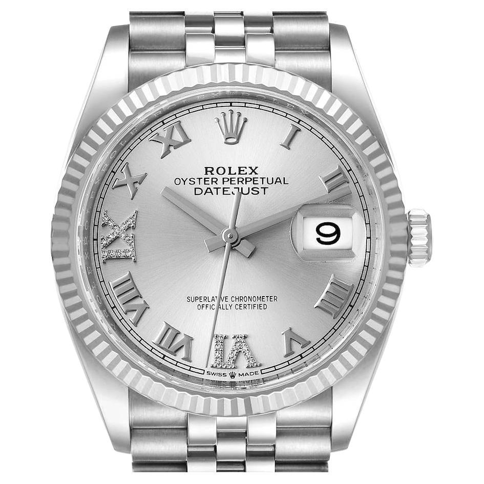 Rolex Datejust Steel White Gold Silver Dial Men’s Watch 126234 Box Card ...