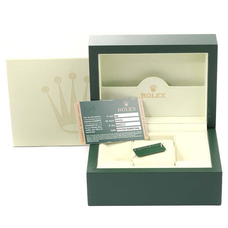 Rolex Datejust Steel White Gold Silver Dial Ladies Watch 179174 Box Card For Sale 8