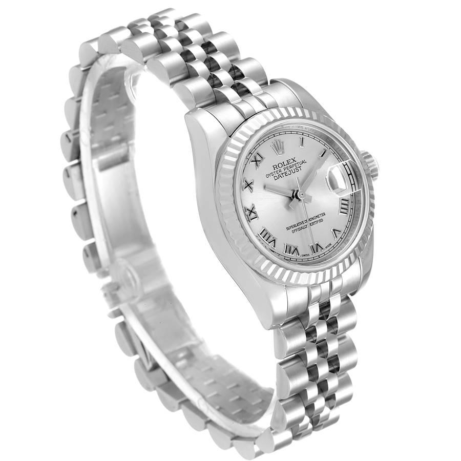 Rolex Datejust Steel White Gold Silver Dial Ladies Watch 179174 Box Card In Excellent Condition For Sale In Atlanta, GA