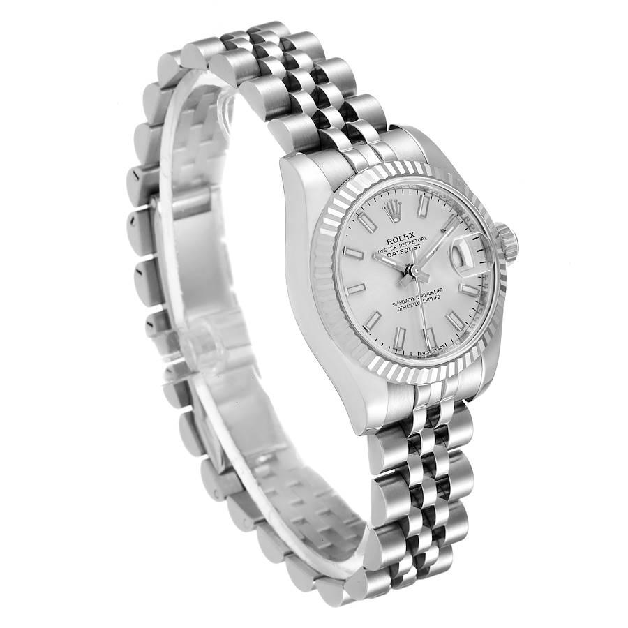 Rolex Datejust Steel White Gold Silver Dial Ladies Watch 179174 Box Card In Excellent Condition In Atlanta, GA