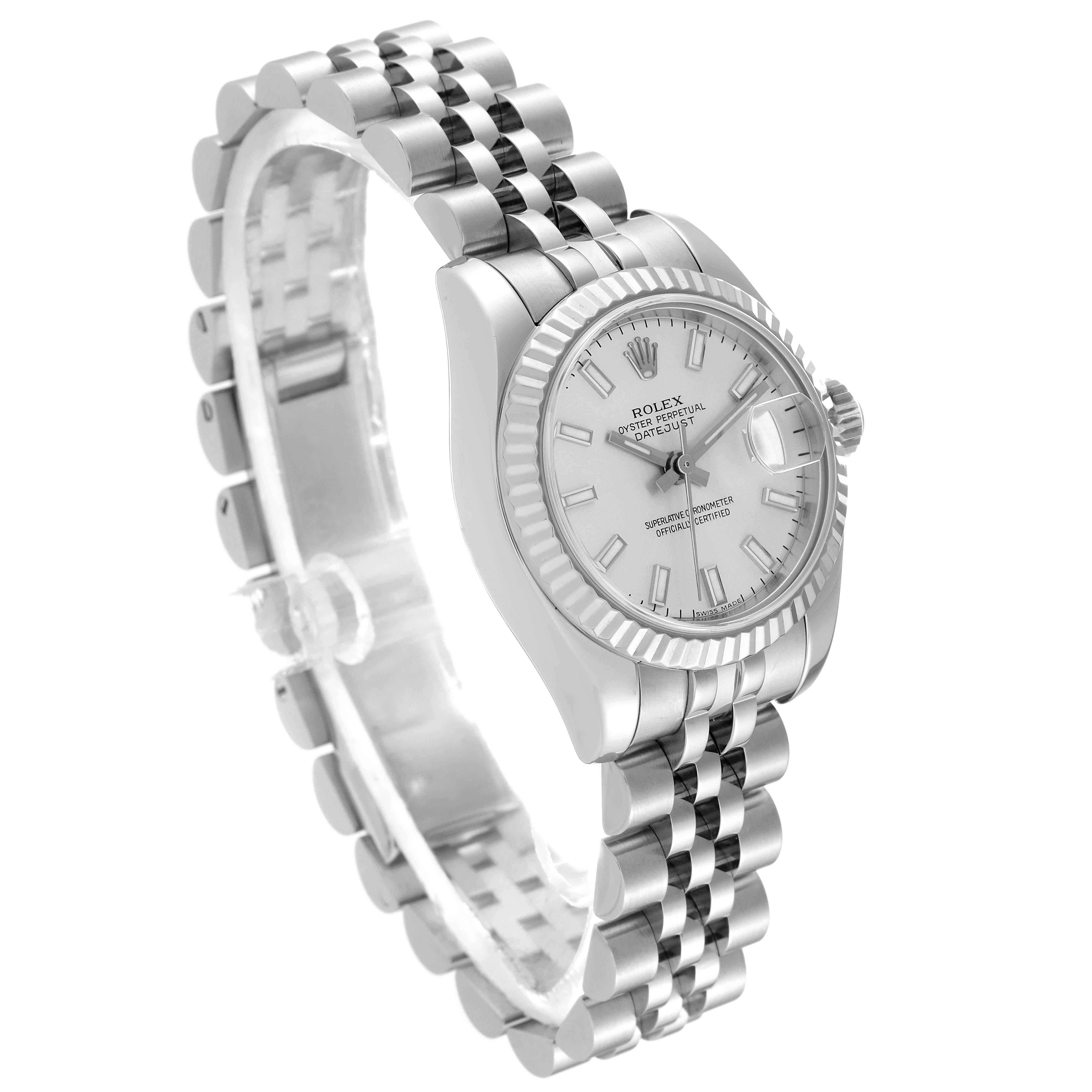 Rolex Datejust Steel White Gold Silver Dial Ladies Watch 179174 Box Papers For Sale 7