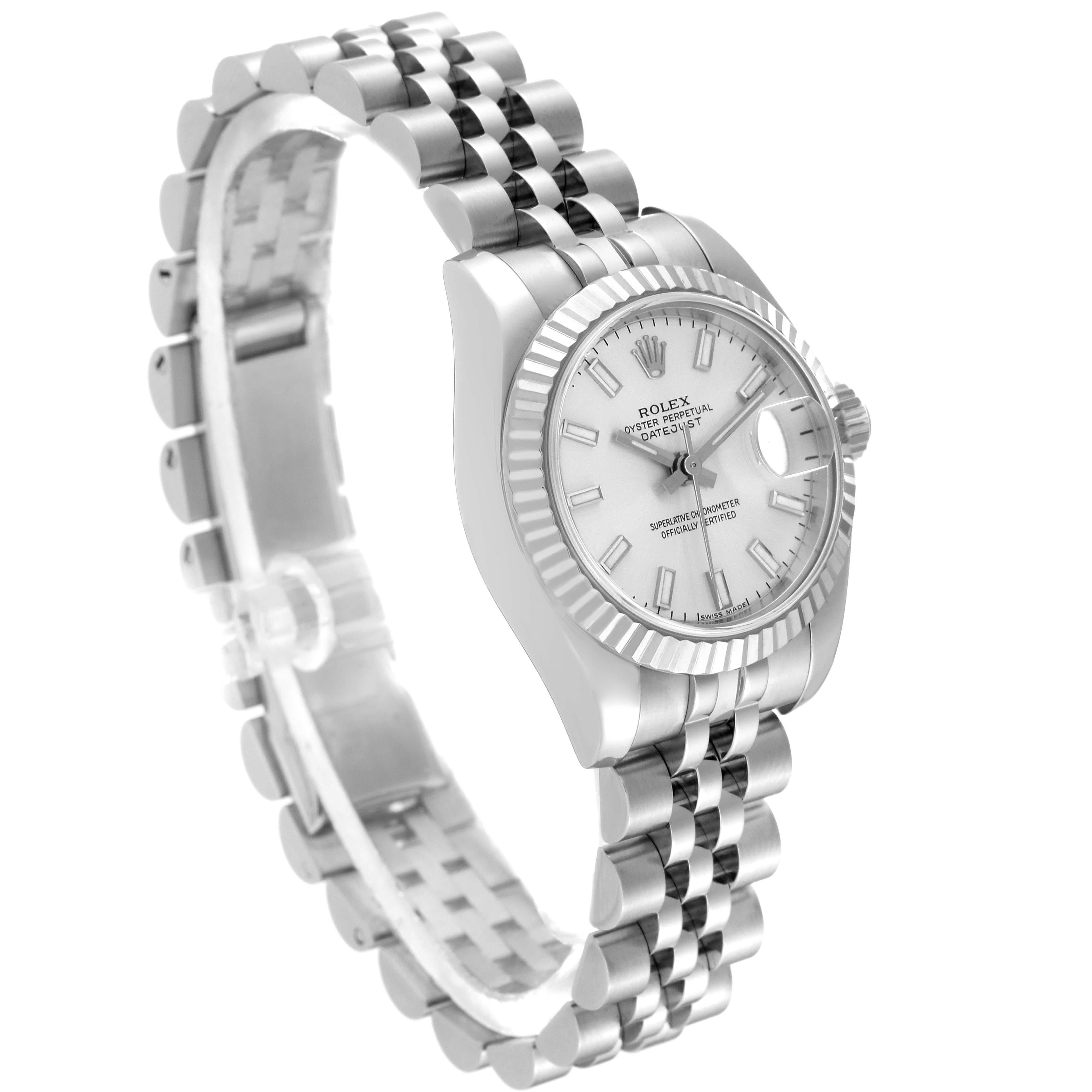 Rolex Datejust Steel White Gold Silver Dial Ladies Watch 179174 Box Papers en vente 8