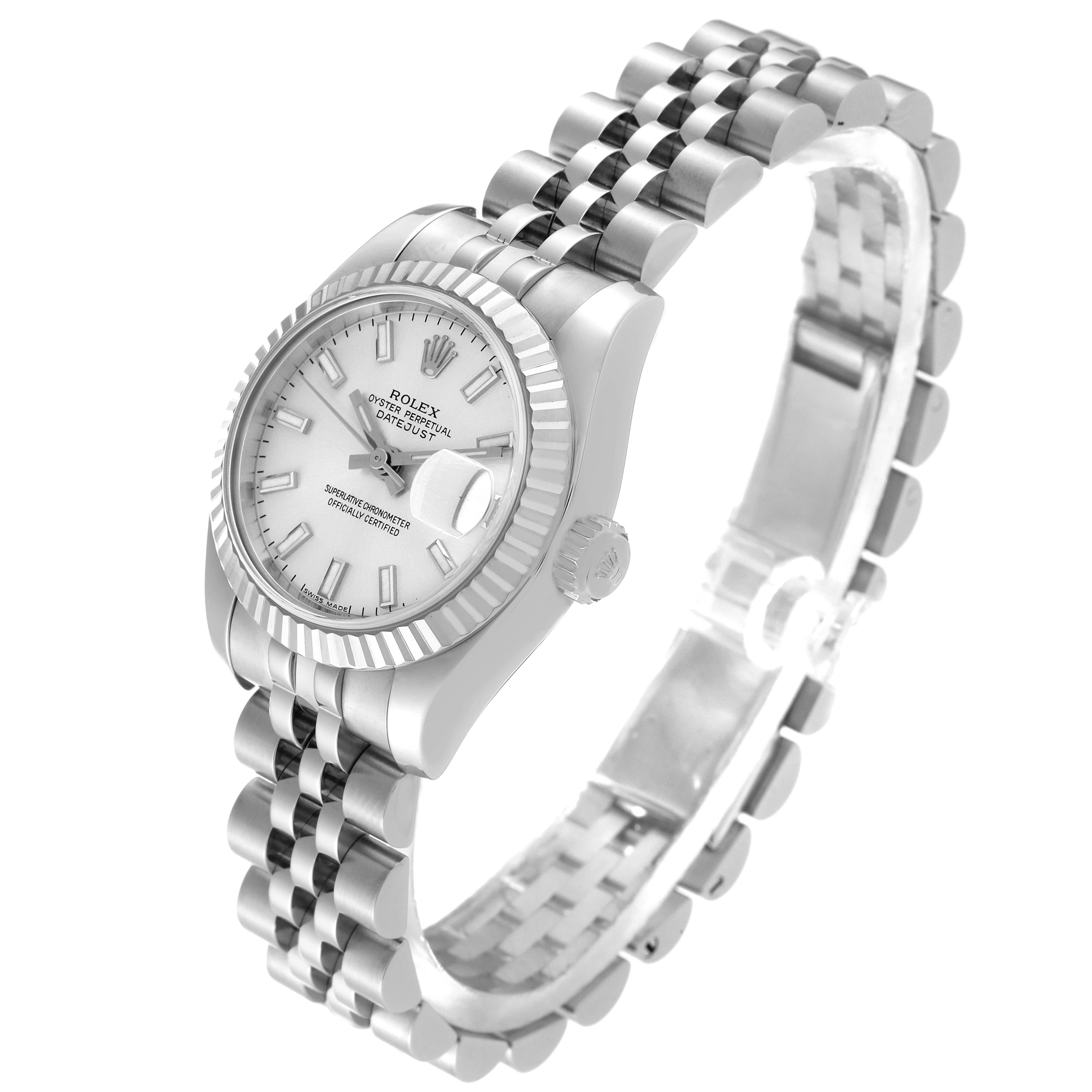Rolex Datejust Steel White Gold Silver Dial Ladies Watch 179174 Box Papers Pour femmes en vente