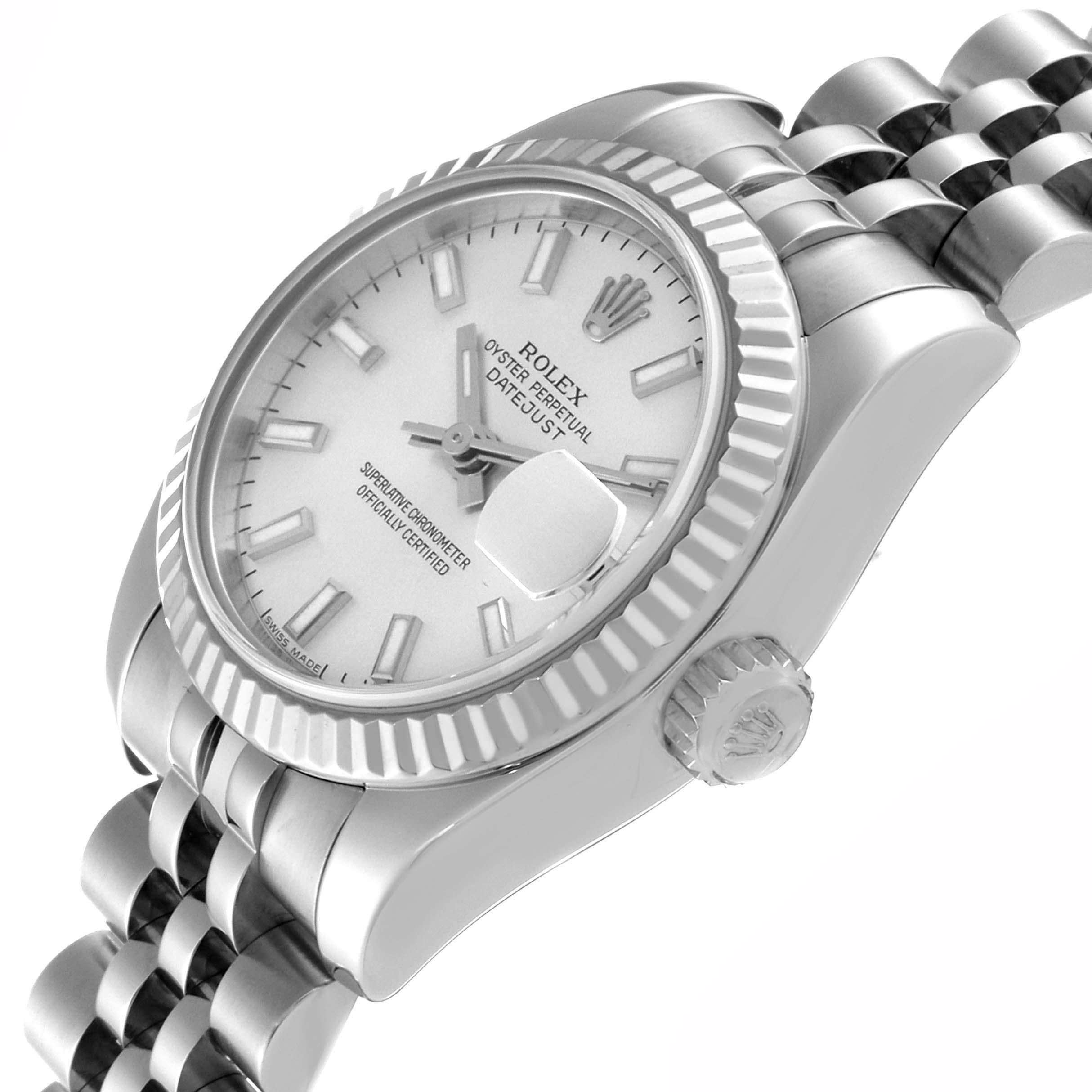 Rolex Datejust Steel White Gold Silver Dial Ladies Watch 179174 Box Papers For Sale 2