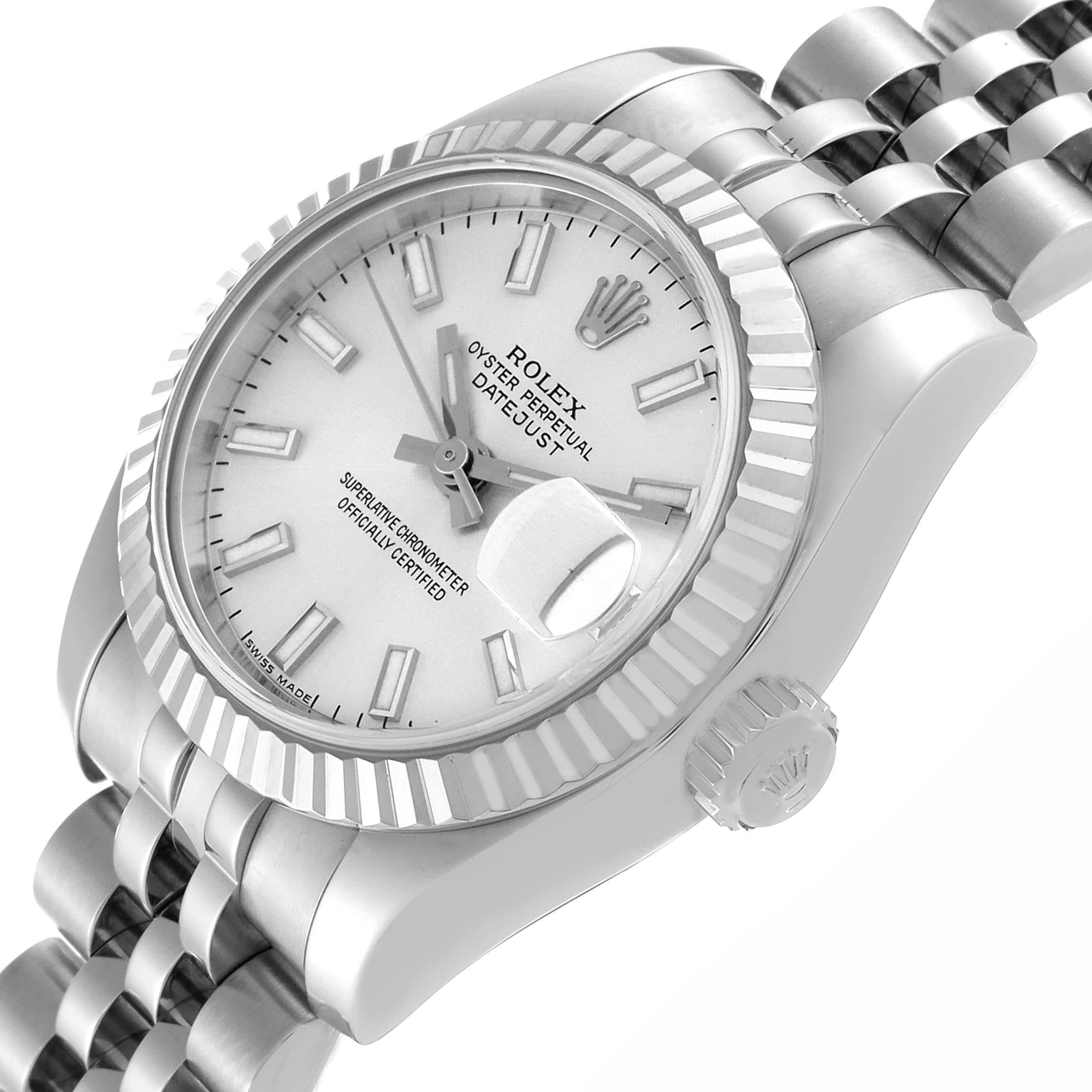 Rolex Datejust Steel White Gold Silver Dial Ladies Watch 179174 Box Papers en vente 3