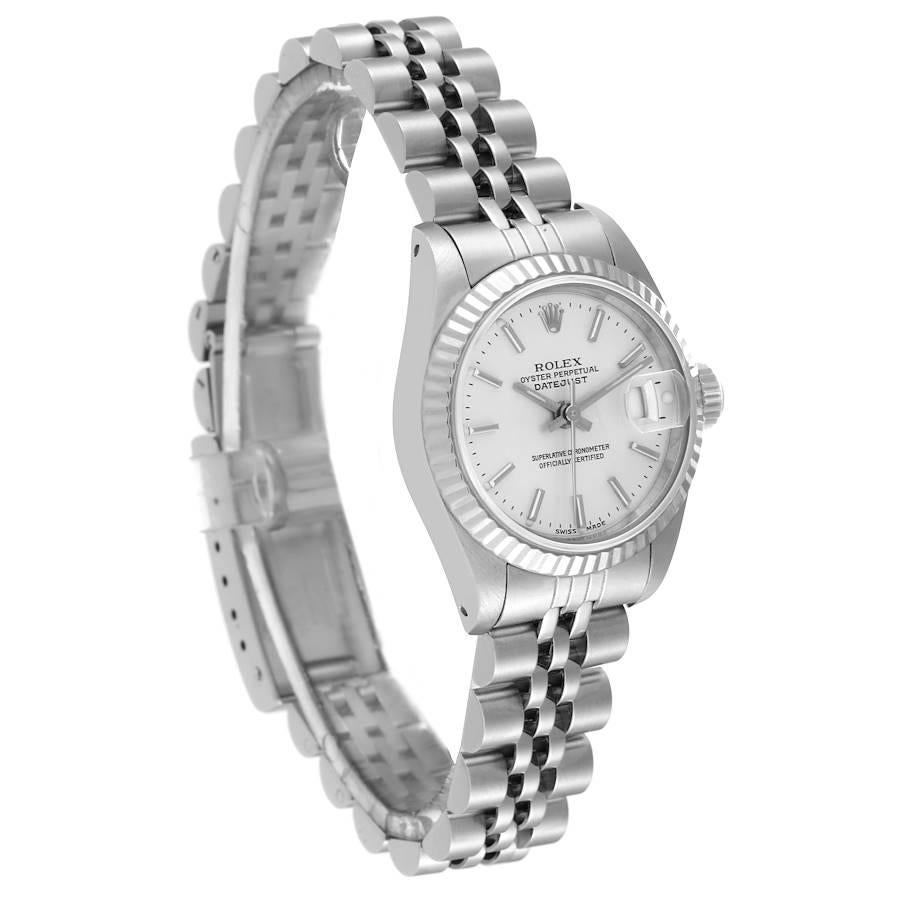 Rolex Datejust Steel White Gold Silver Dial Ladies Watch 69174 In Excellent Condition In Atlanta, GA