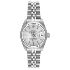 Vintage Rolex Datejust Steel White Gold Silver Dial Ladies Watch 69174