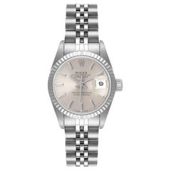 Rolex Datejust Steel White Gold Silver Dial Ladies Watch 69174 Papers