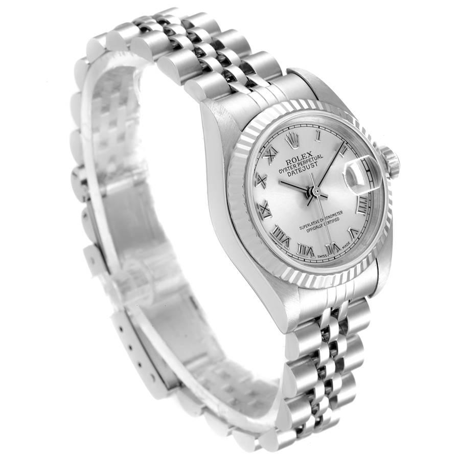 rolex stainless steel 18k white gold diamond 26mm oyster perpetual datejust watch silver 79174
