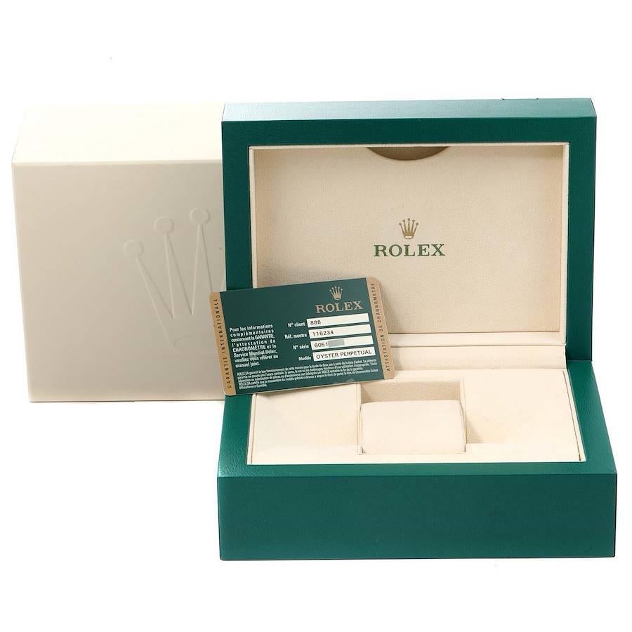 Rolex Datejust Stahl Weiß Gold Silber Zifferblatt Herrenuhr 116234 Box Karte im Angebot 9