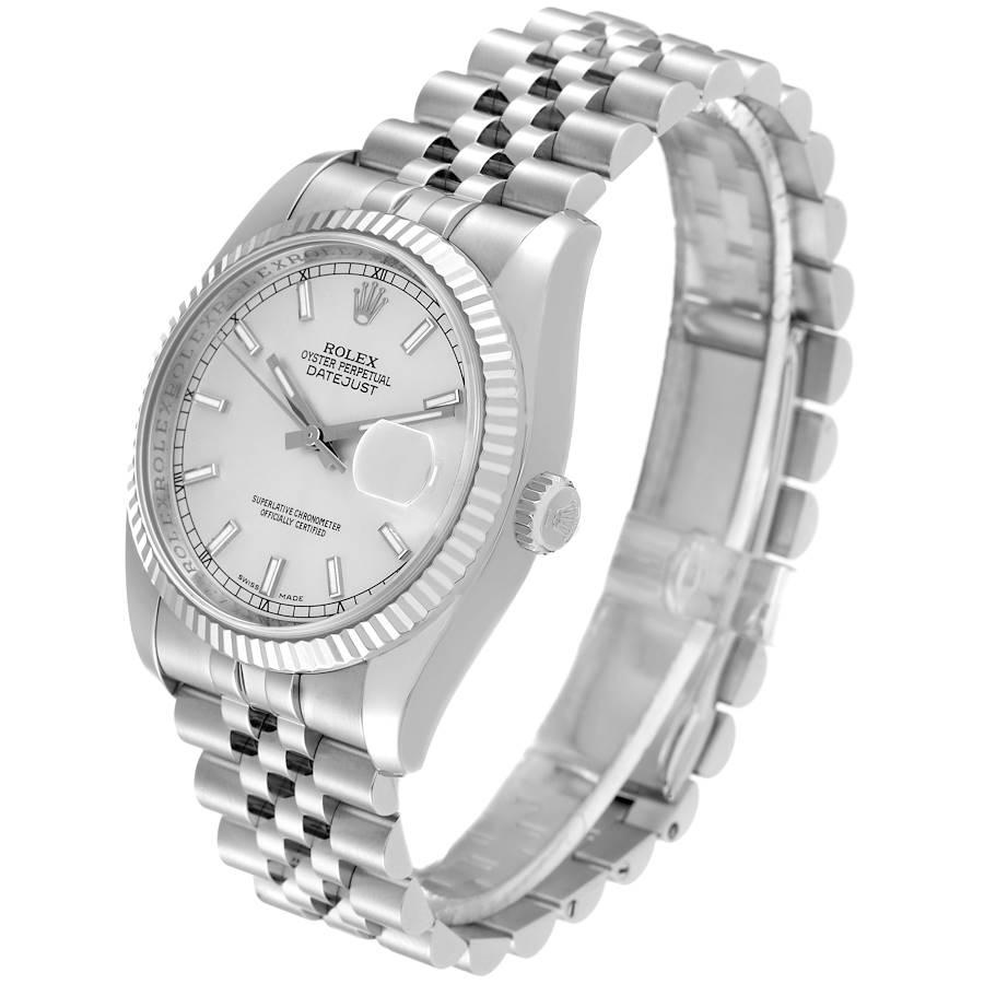 Rolex Datejust Steel White Gold Silver Dial Mens Watch 116234 Box Card In Excellent Condition In Atlanta, GA