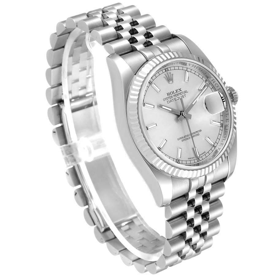 Rolex Datejust Steel White Gold Silver Dial Mens Watch 116234 In Excellent Condition For Sale In Atlanta, GA