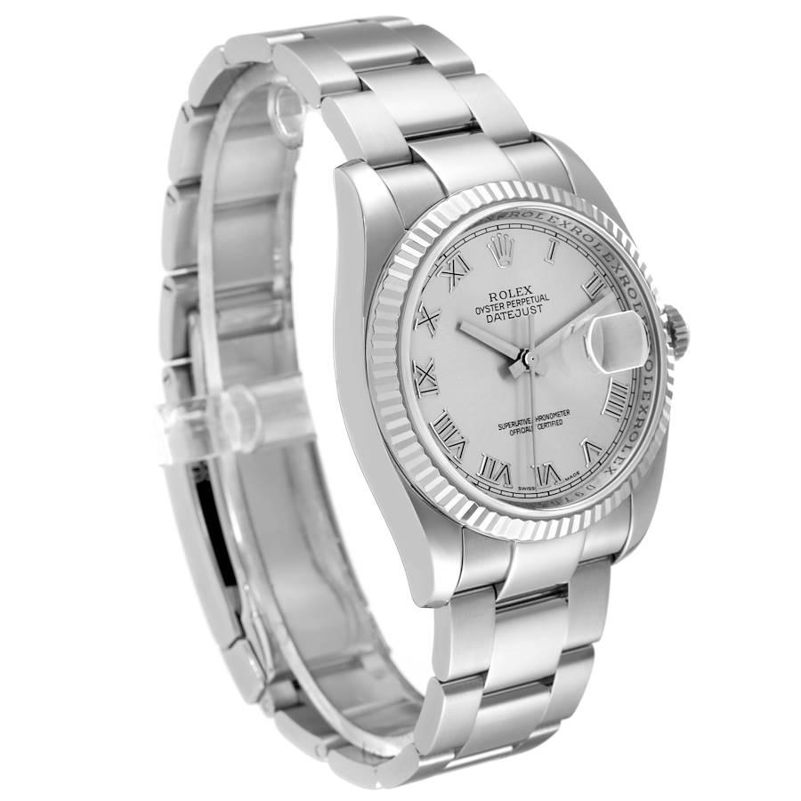 Rolex Datejust Steel White Gold Silver Dial Mens Watch 116234 In Excellent Condition In Atlanta, GA