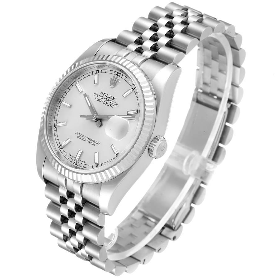 Men's Rolex Datejust Steel White Gold Silver Dial Mens Watch 116234 For Sale