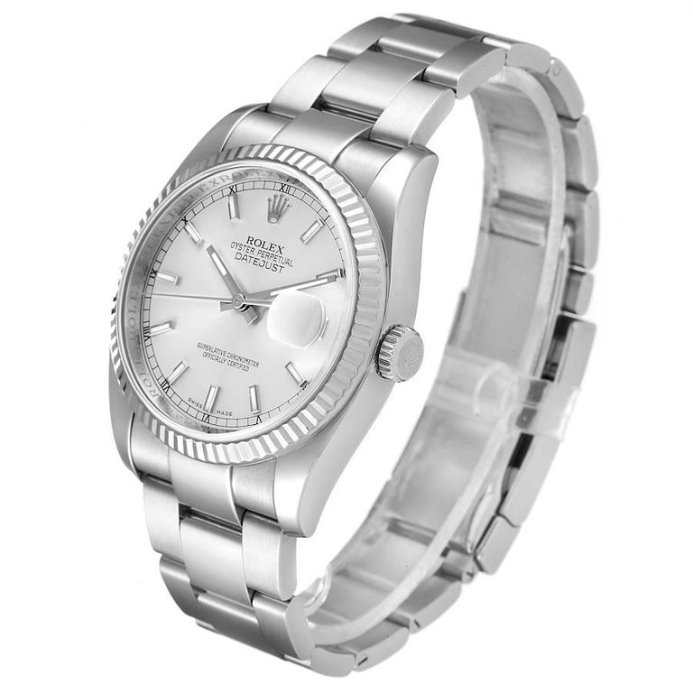 Men's Rolex Datejust Steel White Gold Silver Dial Mens Watch 116234 For Sale