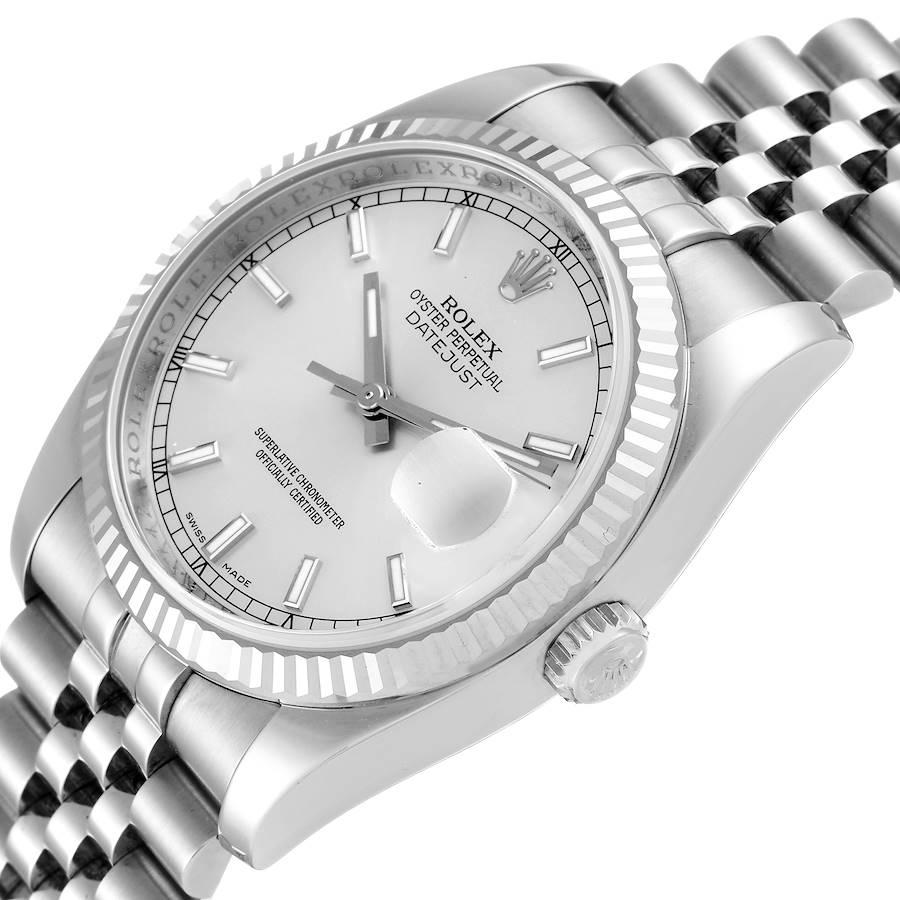 Rolex Datejust Steel White Gold Silver Dial Mens Watch 116234 For Sale 1