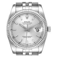 Rolex Datejust Steel White Gold Silver Dial Mens Watch 116234