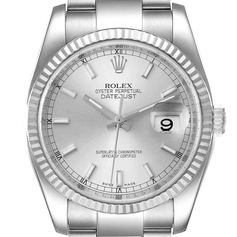 Rolex Datejust 36 Steel White Gold Mother of Pearl Men's Watch 116234 ...