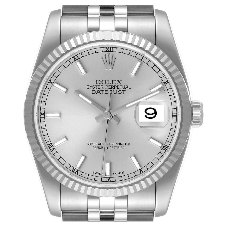 Rolex Datejust 36 Steel White Gold Black Diamond Dial Men's Watch ...