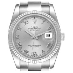 Rolex Datejust Steel White Gold Silver Dial Mens Watch 116234