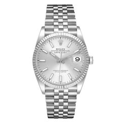 Rolex Datejust Steel White Gold Silver Dial Mens Watch 126234 Box Card