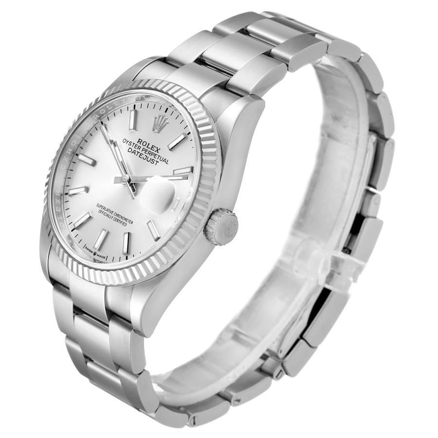 Men's Rolex Datejust Steel White Gold Silver Dial Mens Watch 126234