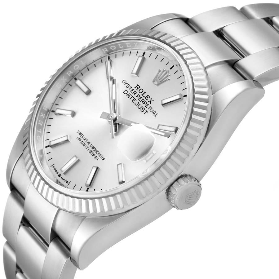 Rolex Datejust Steel White Gold Silver Dial Mens Watch 126234 1