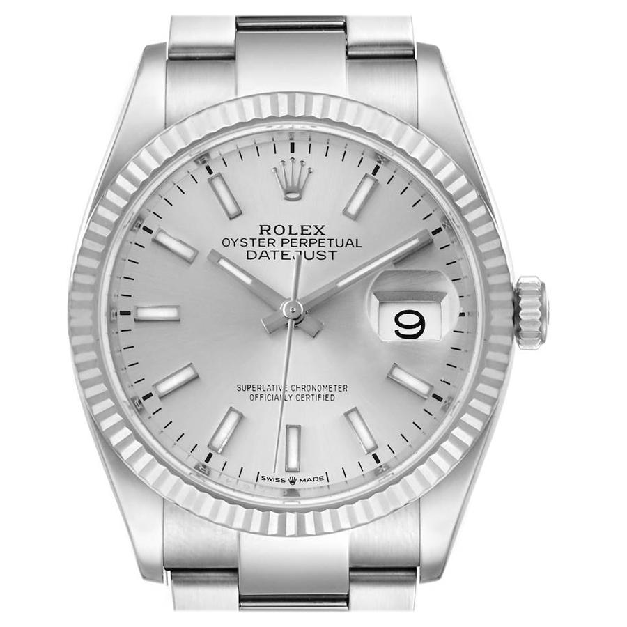 Rolex Datejust Steel White Gold Silver Dial Mens Watch 126234