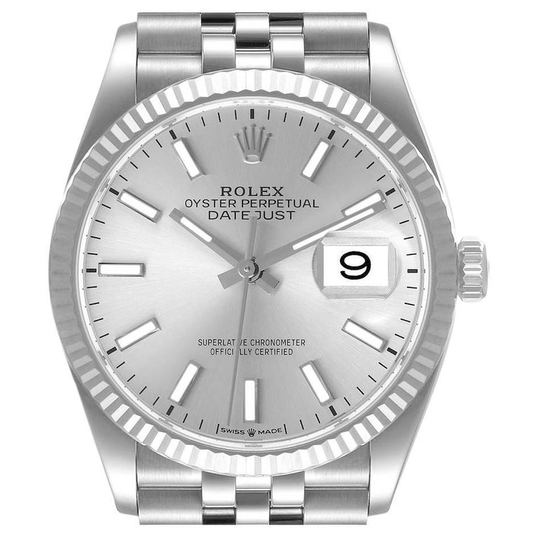 Rolex Datejust Steel White Gold Silver Dial Mens Watch 126234 For Sale ...