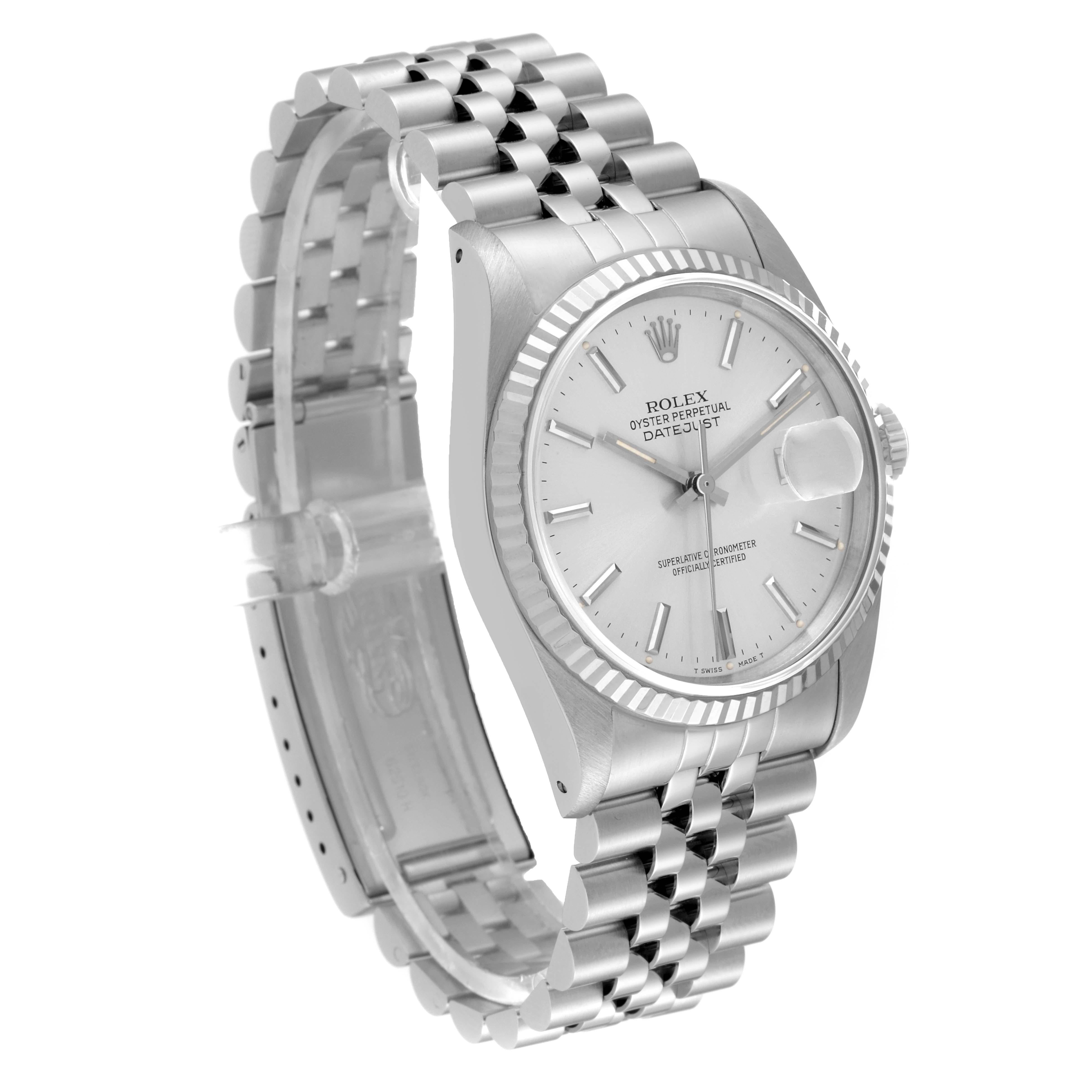 Rolex Datejust Steel White Gold Silver Dial Mens Watch 16234 In Excellent Condition In Atlanta, GA
