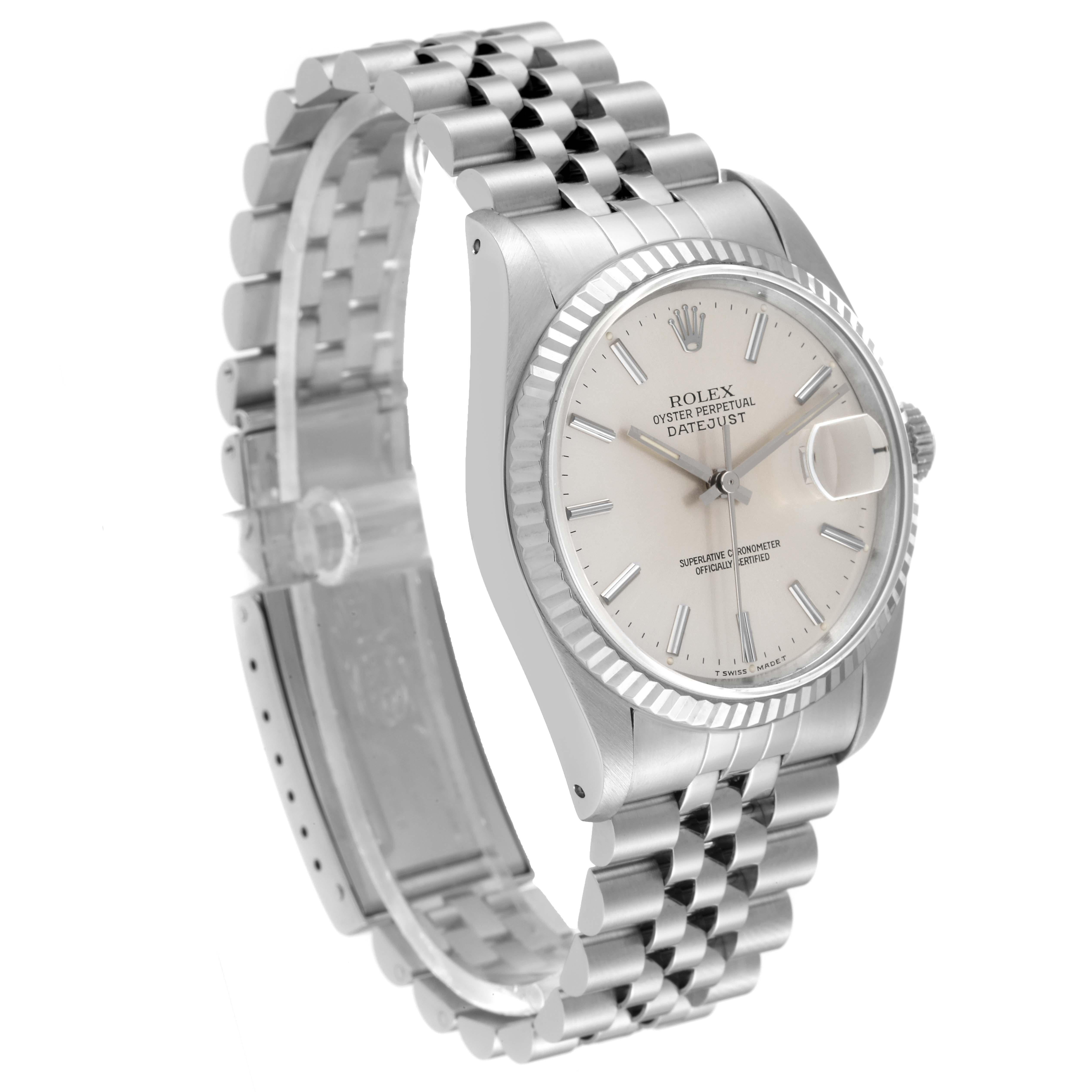 Rolex Datejust Steel White Gold Silver Dial Mens Watch 16234 In Good Condition In Atlanta, GA