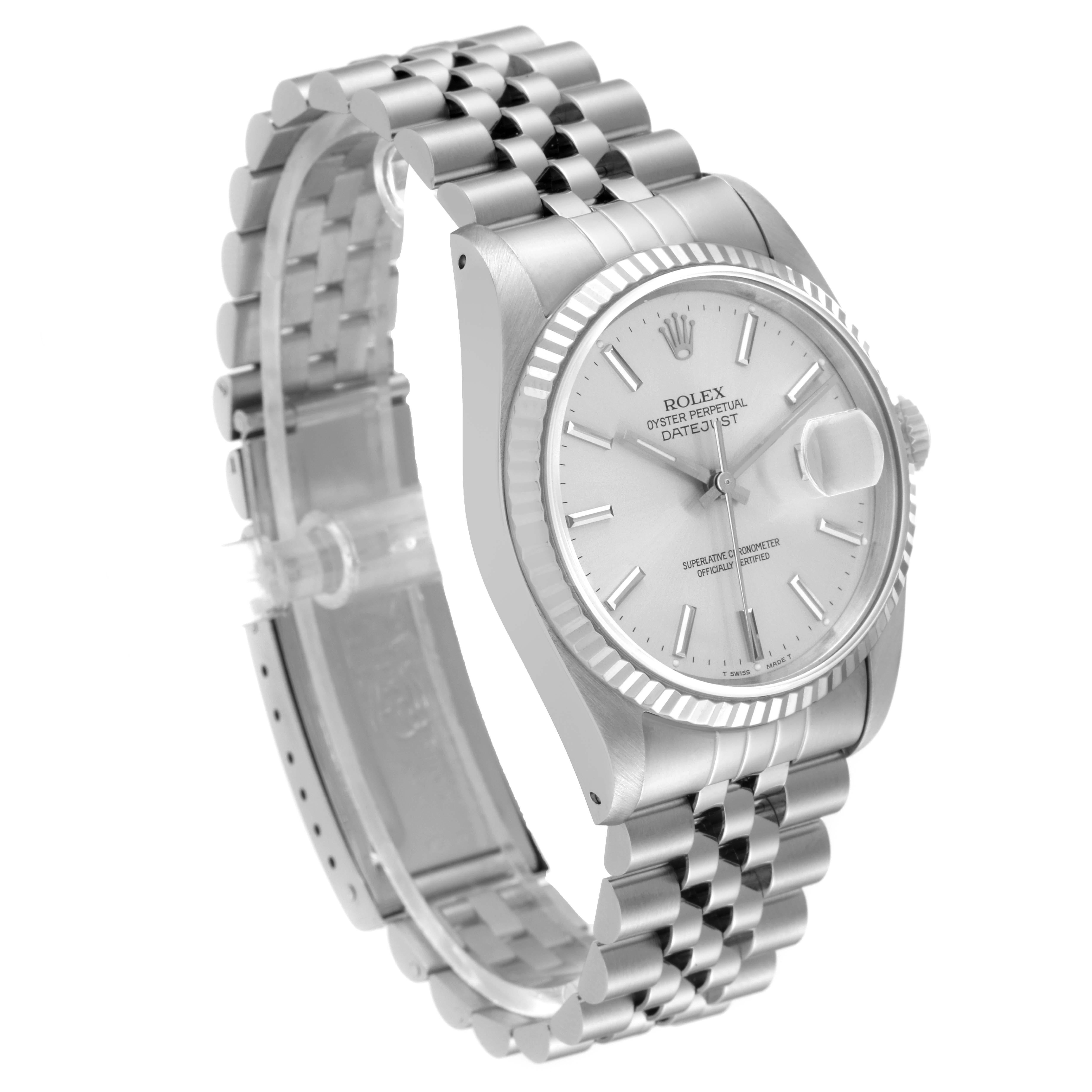 Rolex Datejust Steel White Gold Silver Dial Mens Watch 16234 In Excellent Condition In Atlanta, GA