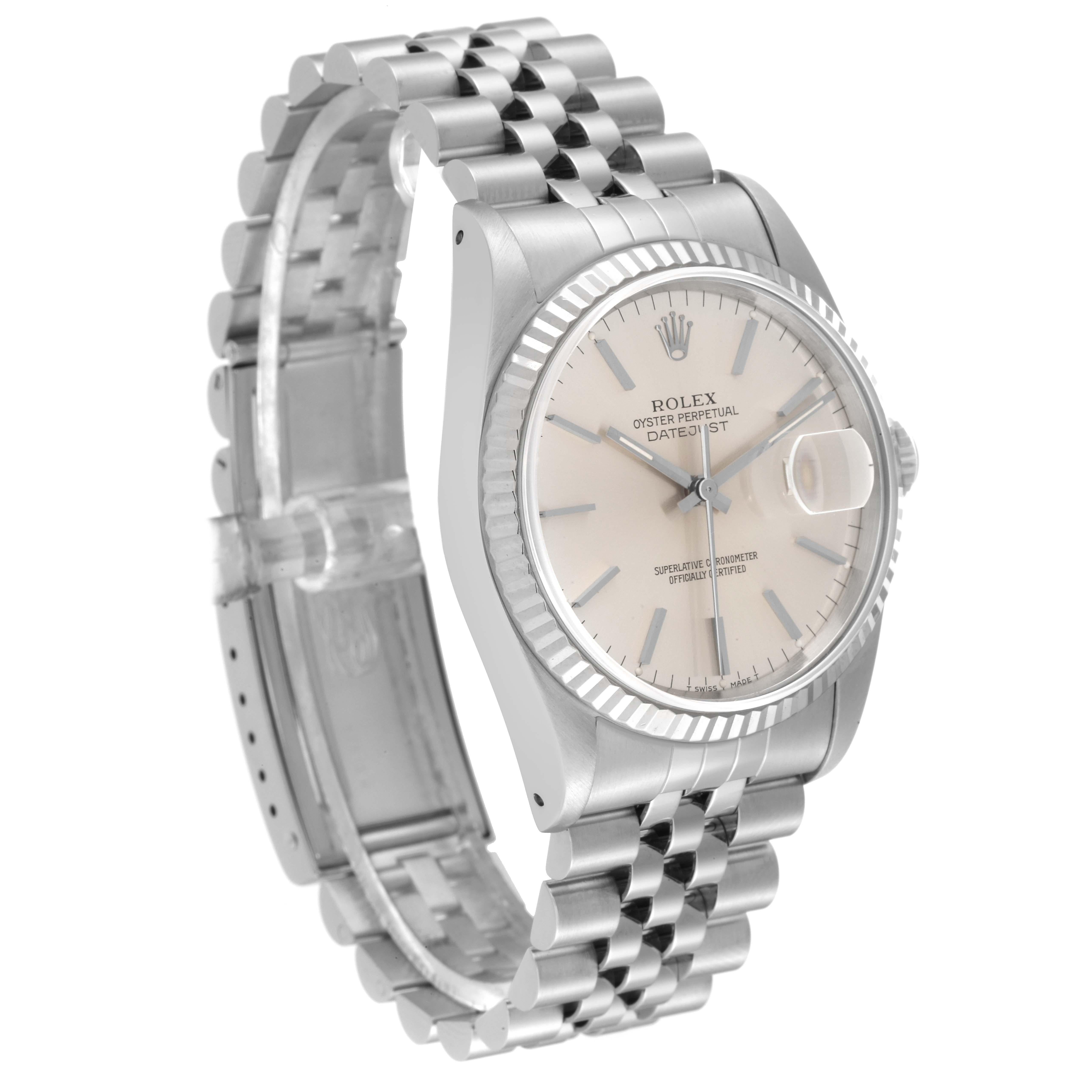 Rolex Datejust Steel White Gold Silver Dial Mens Watch 16234 In Good Condition In Atlanta, GA