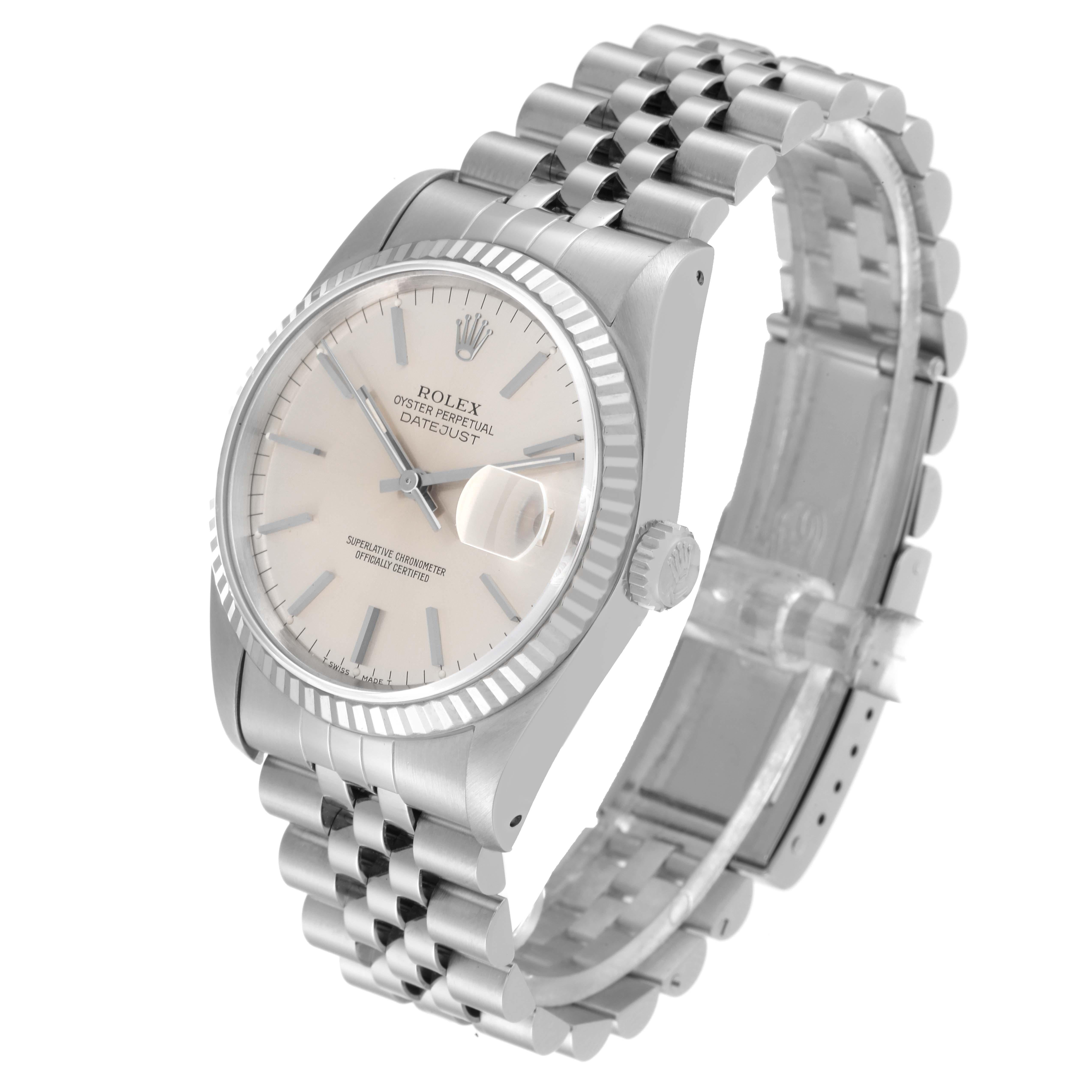 Men's Rolex Datejust Steel White Gold Silver Dial Mens Watch 16234