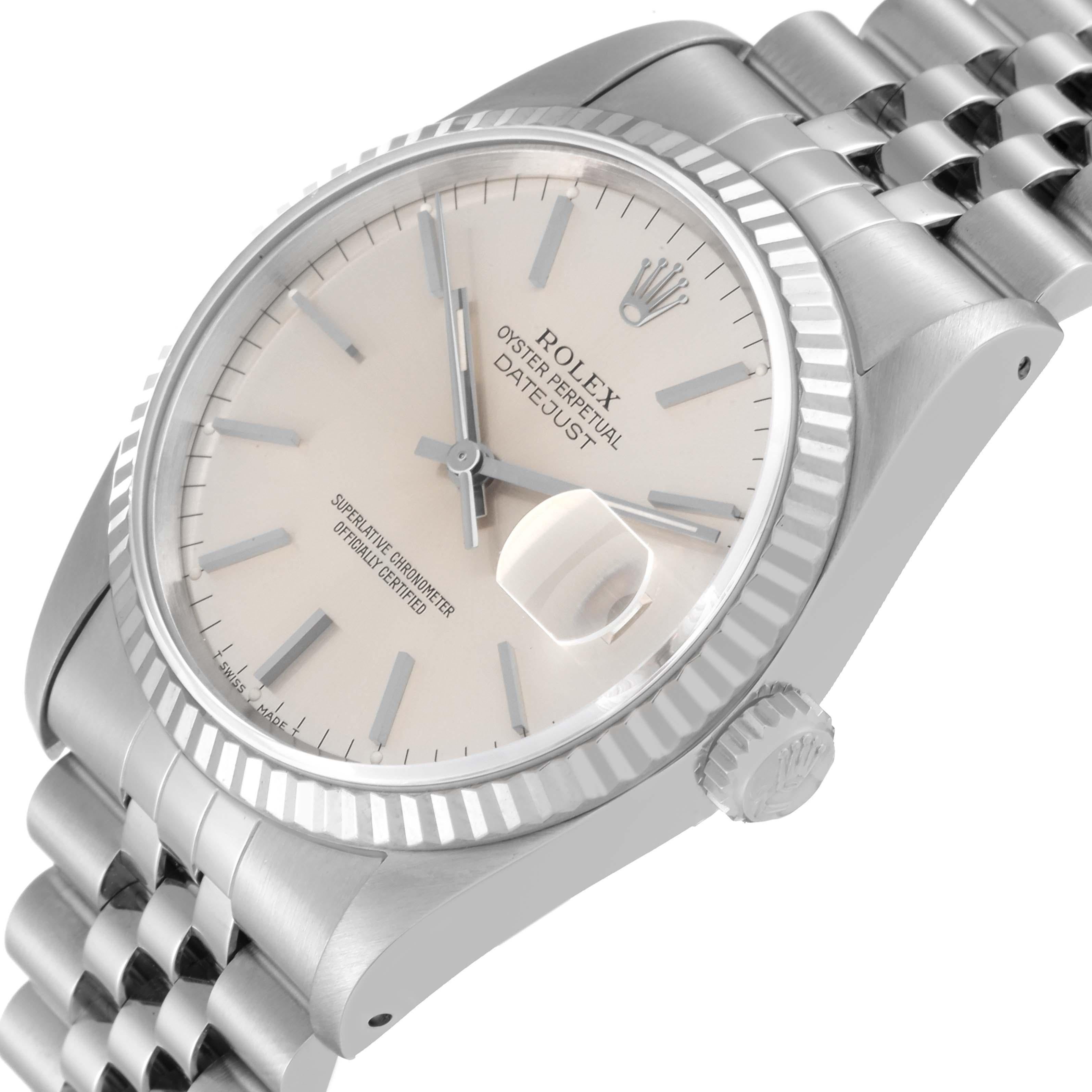 Rolex Datejust Steel White Gold Silver Dial Mens Watch 16234 1