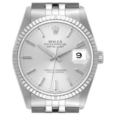 Rolex Datejust Steel White Gold Silver Dial Mens Watch 16234