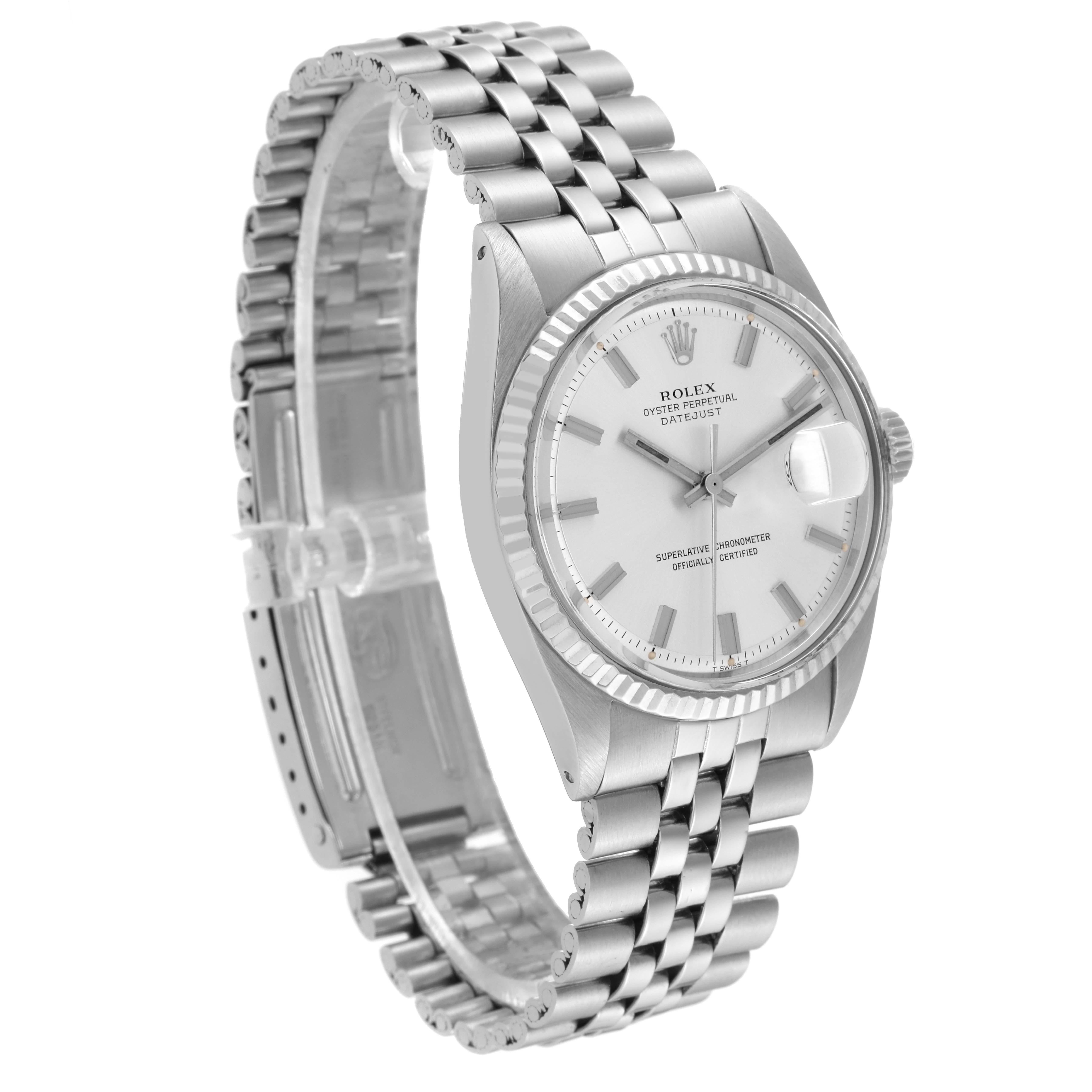 Rolex Datejust Steel White Gold Silver Dial Vintage Mens Watch 1601 7